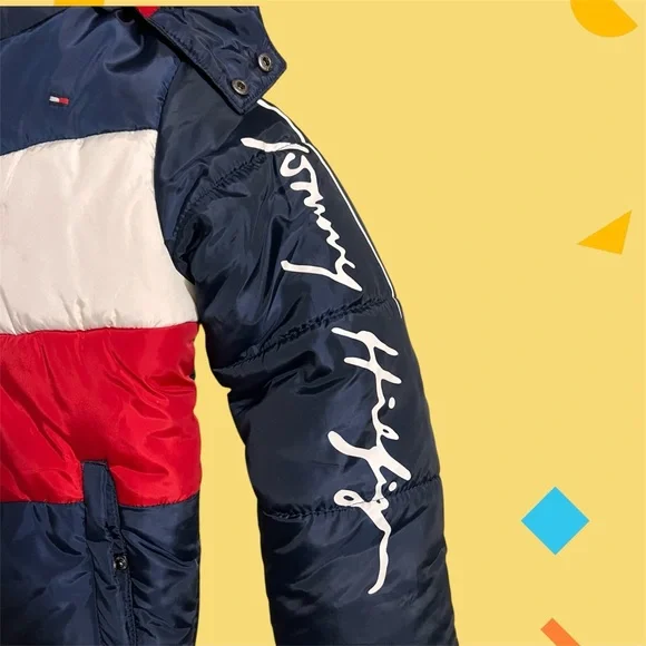 Like new!! Tommy Hilfiger Navy, White and Red Removal/Hooded Jacket - Picture 3 of 4